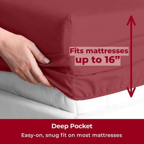 Mellanni Twin XL Sheets Set - 3 PC Iconic Collection Bedding - Hotel Luxury, Extra Soft, Cooling Bed Sheets - Wrinkle, Fade, Stain Resistant (Twin Extra Long, Brick Red)