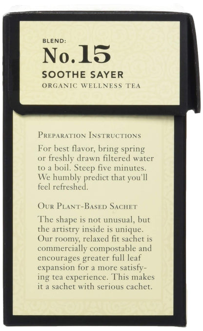 STEVEN SMITH TEAMAKER Smith Teamaker Organic Soothe Sayer No. 15 (Caffeine-free Organic Wellness Tea), 1.05 Oz, 15Count