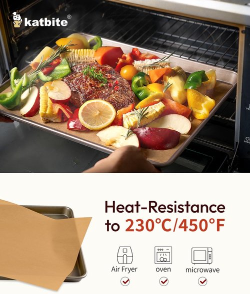 Katbite Parchment Paper Sheets - 265 Pcs Heavy Duty Unbleached Baking Paper | 10x15 Inches, Oil Proof for Steaming & Wrapping Foods