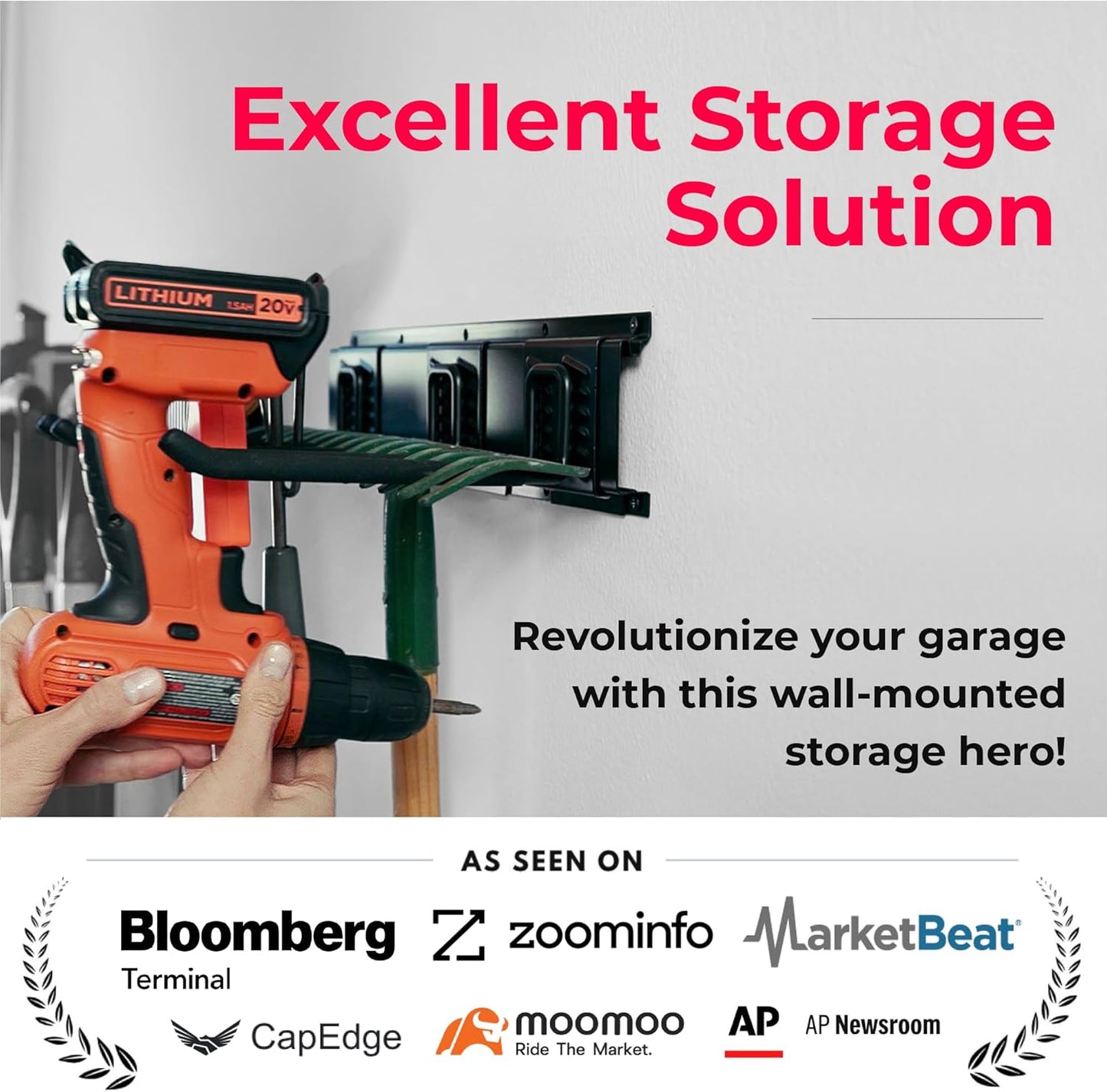 TIDYME Garage Tool Organizer Wall Mount - Sturdy 80-Inch Storage Rack with Adjustable Hooks | 500lbs Capacity