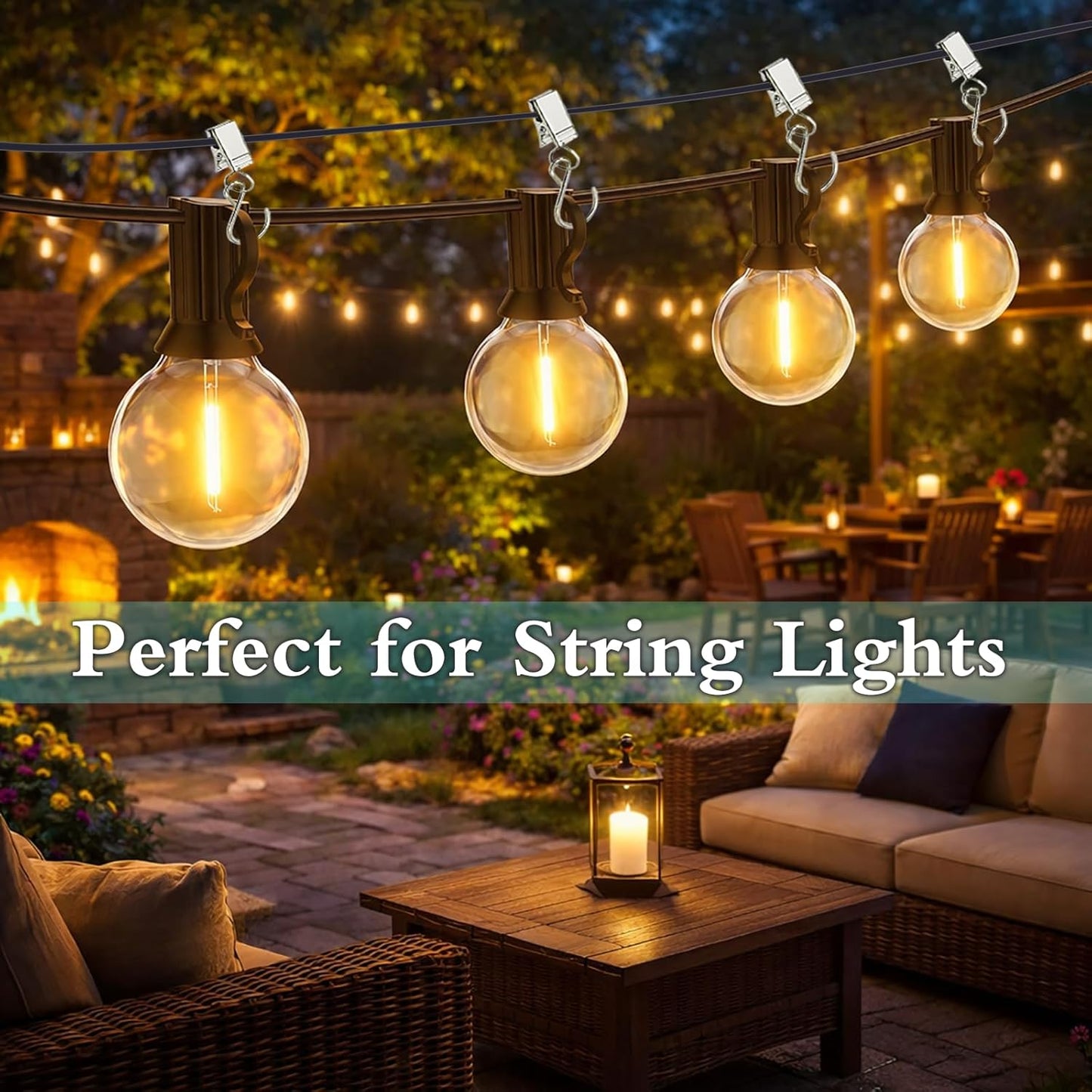 Party Light Hanger | Outdoor Clips for Edison String Lights | 30-Pack for Home & Patio Decor