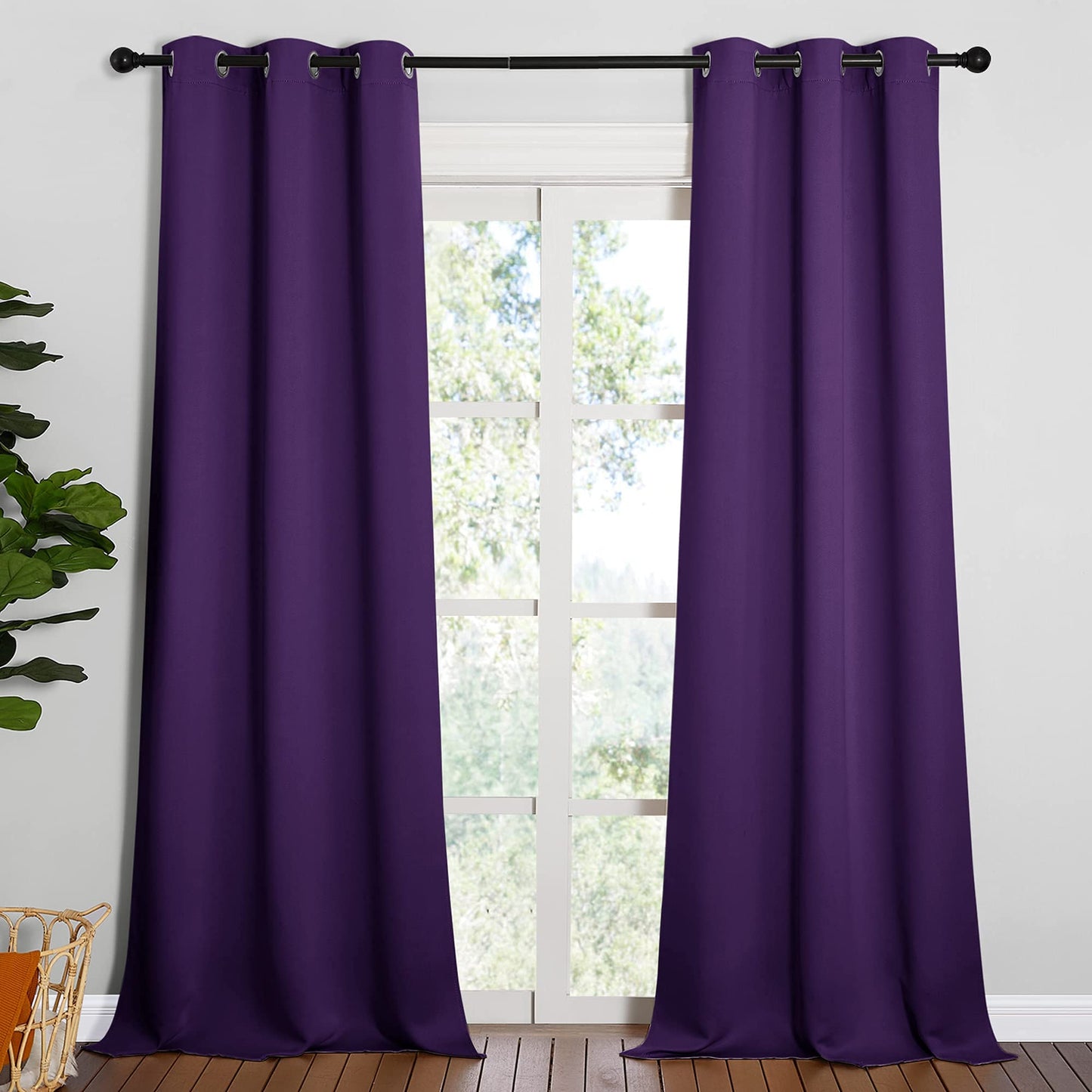 NICETOWN Thick Blackout Curtain and Drapes - Thermal Insulated Grommet Top Window Draperies for Bedroom, Block Out Light Curtain Panel (Royal Purple, 42 x 90, Pack of 2)