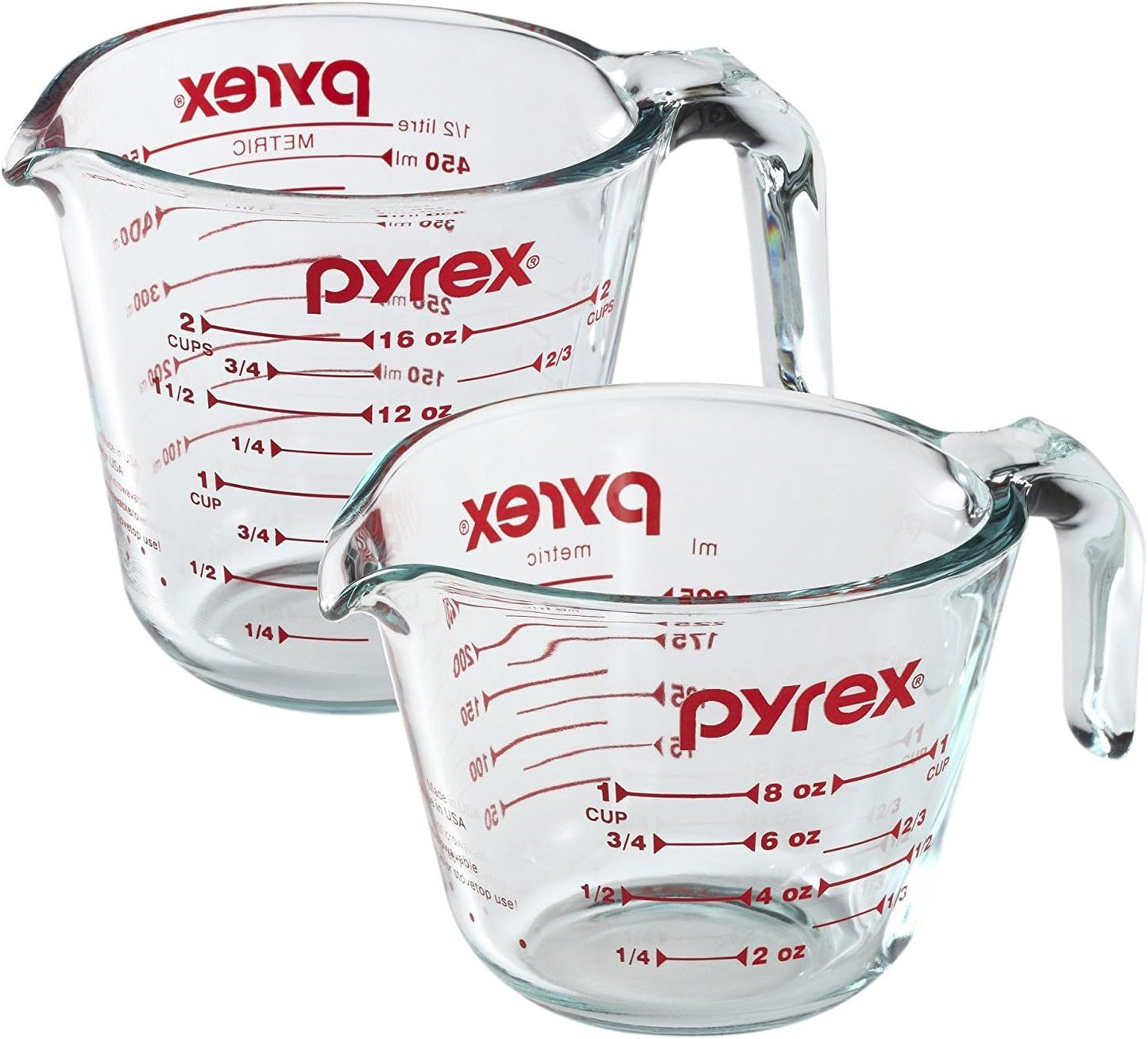 Pyrex Prepware Glass Measuring Set - 2-Piece 1-Cup & 2-Cup Clear Kitchen Essentials