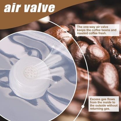 DMPACKDM Coffee Bags with Valve,(16 oz,1 lb,100pcs) Empty Silverly Aluminumed Foil Flat Bottom Standing Heat Sealed Coffee Beans Storage Bags,Side Zipper Reusable Pouches for Home or Store