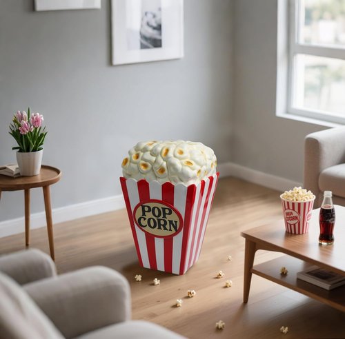 Cynkeyee Decorative Popcorn Stool - Fun Red and White Striped Accent for Dining Room | 12x12x18.3 Inch