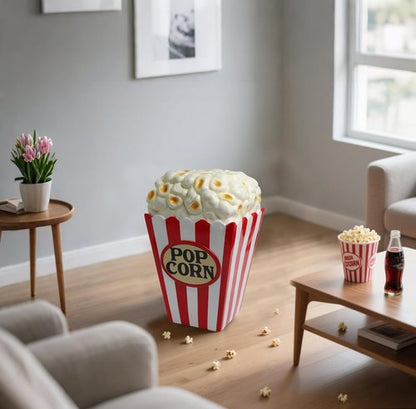 Cynkeyee Decorative Popcorn Stool - Fun Red and White Striped Accent for Dining Room | 12x12x18.3 Inch