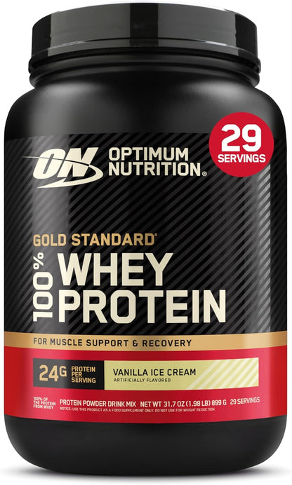 Optimum Nutrition Gold Standard Whey Protein Powder - Vanilla Ice Cream Flavor | 2 Pound Size