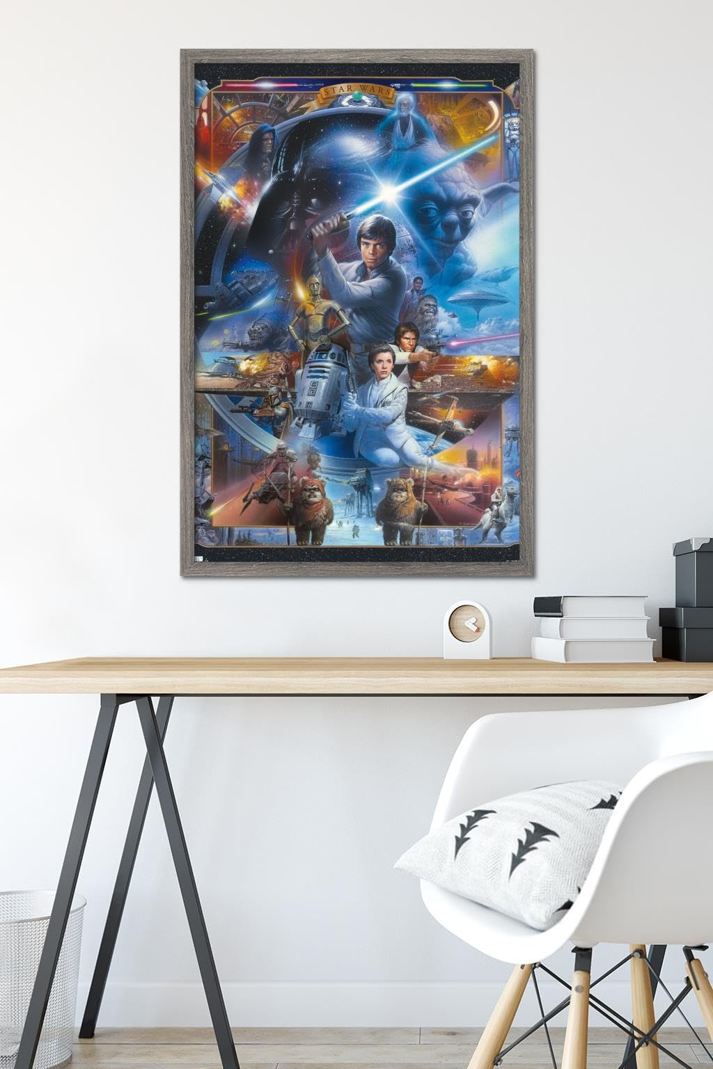 Trends International Star Wars: Original Trilogy - Collage Wall Poster, 34L x 22.4W, Barnwood Framed Version