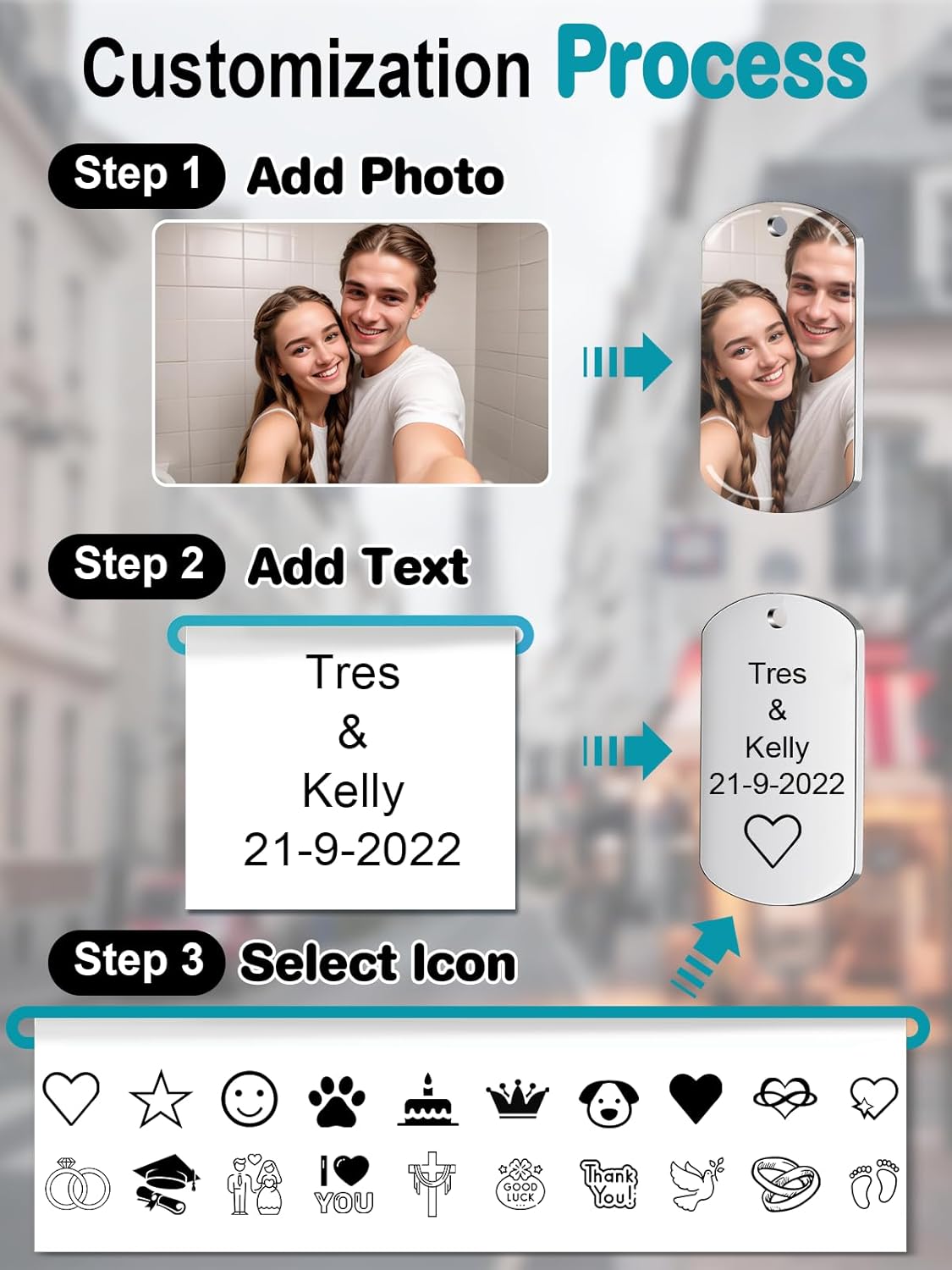 Skiennix Custom Keychain - Personalized Photo & Text Key Chain for Boyfriend, Dad, or Men’s Gifts