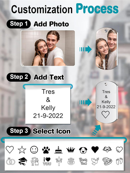 Skiennix Custom Keychain - Personalized Photo & Text Key Chain for Boyfriend, Dad, or Men’s Gifts
