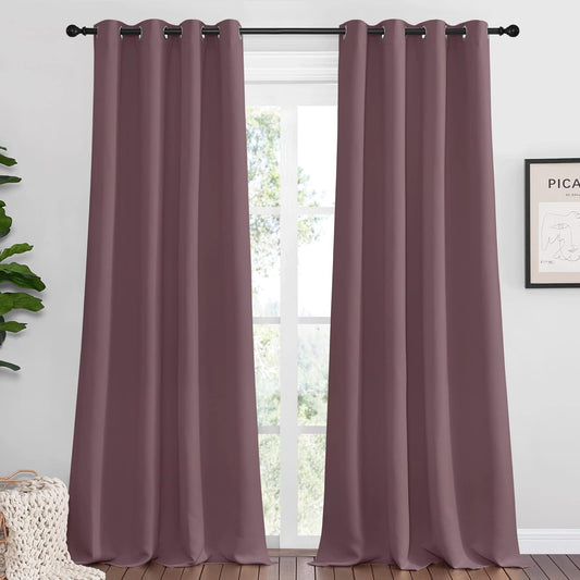 NICETOWN Blackout Curtains - Dry Rose Color, 90" Long, 55" Wide | Sound Reducing & Energy Efficient Panels for Modern Spaces
