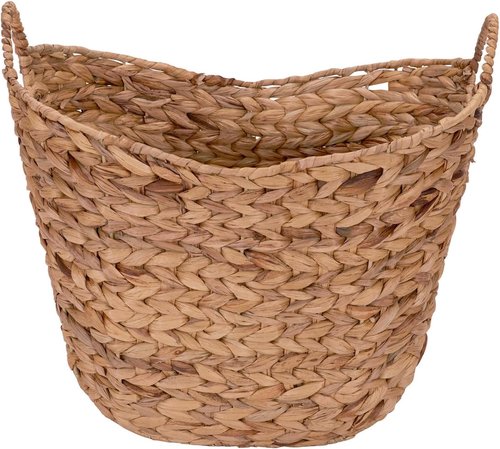 Household Essentials ML-4002 Tall Wicker Basket - Water Hyacinth with Handles | Natural Brown Finish