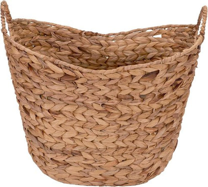 Household Essentials ML-4002 Tall Wicker Basket - Water Hyacinth with Handles | Natural Brown Finish