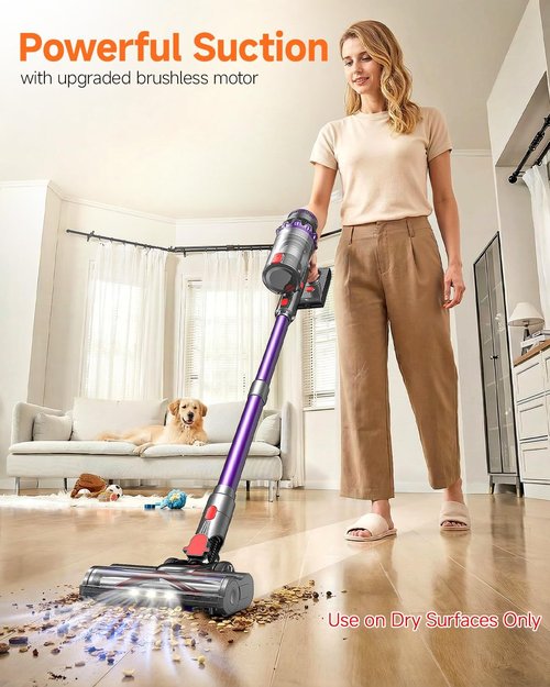 FEPPO Cordless Vacuum Cleaner - Powerful 70-Minute Runtime, Touch Screen, Self-Standing Design | Ideal for Hardwood Floors, Carpets, and Pet Hair