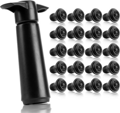 20 Pieces Wine Stoppers with Vacuum Pump Wine Preserver Vacuum Bottle Stopper Wine Keeper Wine Vacuum Stoppers Wine Saver Vacuum Pump for Kitchen Home Bar Office, Gifts for Wine Lovers