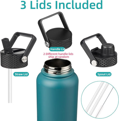 Skiennix 32 Oz Insulated Stainless Steel Water Bottle - Lightweight & Durable | Light Blue