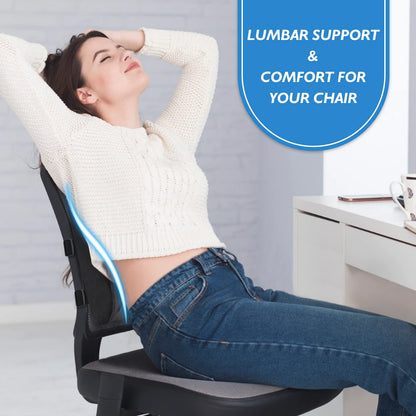 LumbarPal Lumbar Support Pillow for Office Chair Back Support Lumbar Pillow for Car, Gaming, Office Chair - Improve Sitting Posture & Back Pain Relief, Memory Foam, Adjustable Straps, Fluffy Black