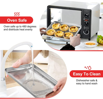 Skiennix Stainless Steel Baking Sheet - Non-Toxic Cookie Tray | 9 x 7 Inch, Easy Clean & Dishwasher Safe