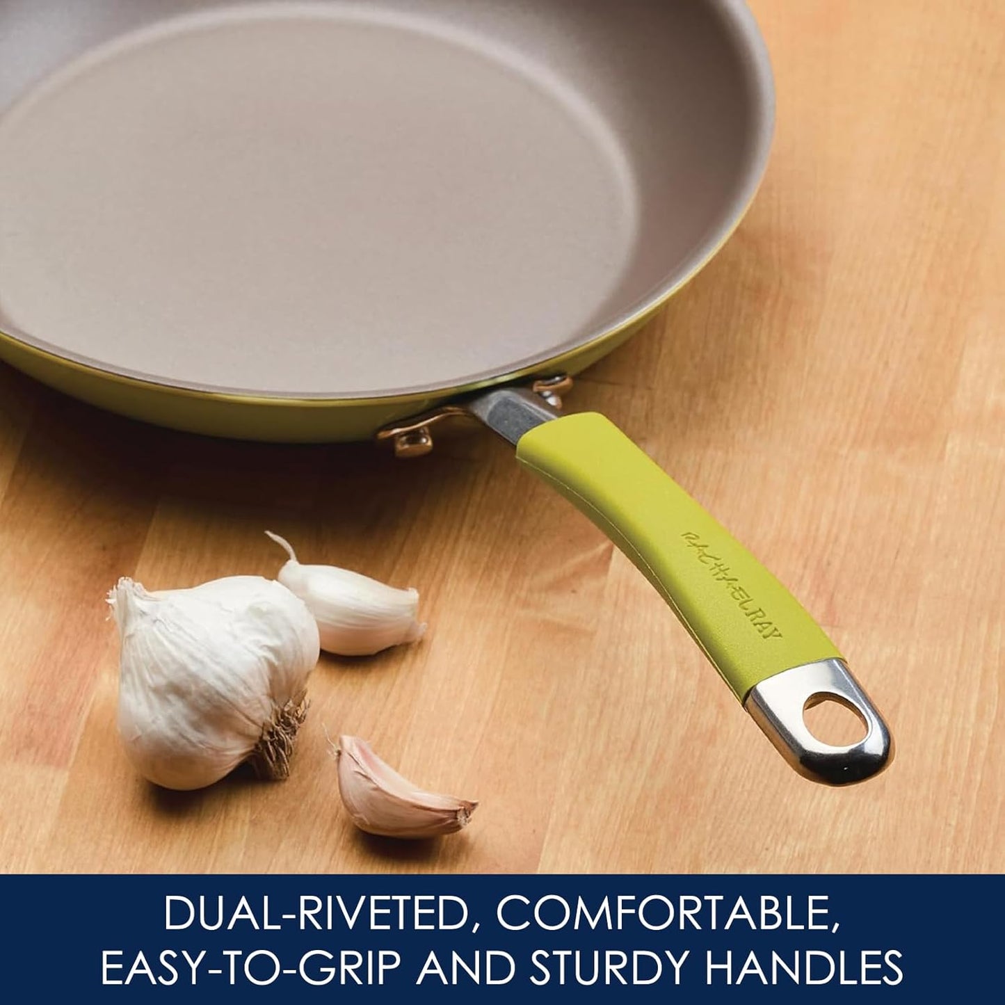 Rachael Ray Cucina 12-Piece Nonstick Cookware Set - Lemongrass Green | Durable & Stylish