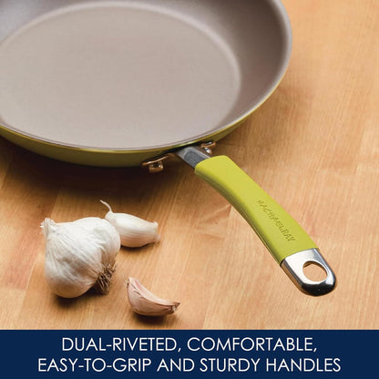 Rachael Ray Cucina 12-Piece Nonstick Cookware Set - Lemongrass Green | Durable & Stylish