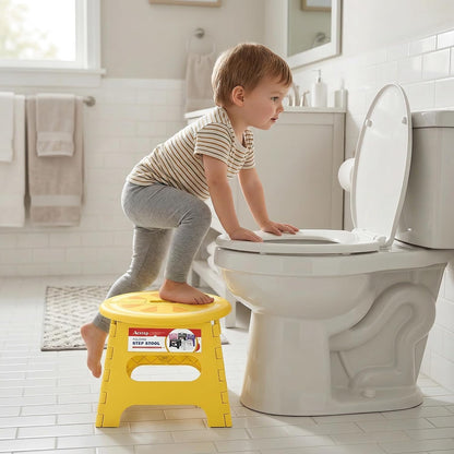 ACSTEP Folding Step Stool - Sturdy 9-Inch Collapsible Design | Supports Up to 265 lbs - Lemon Yellow