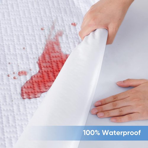 Hanherry Waterproof Queen Mattress Protector - 3D Air Fabric Cooling Cover | Soft, Breathable, Noiseless, Fits 8"-21" Deep Mattresses