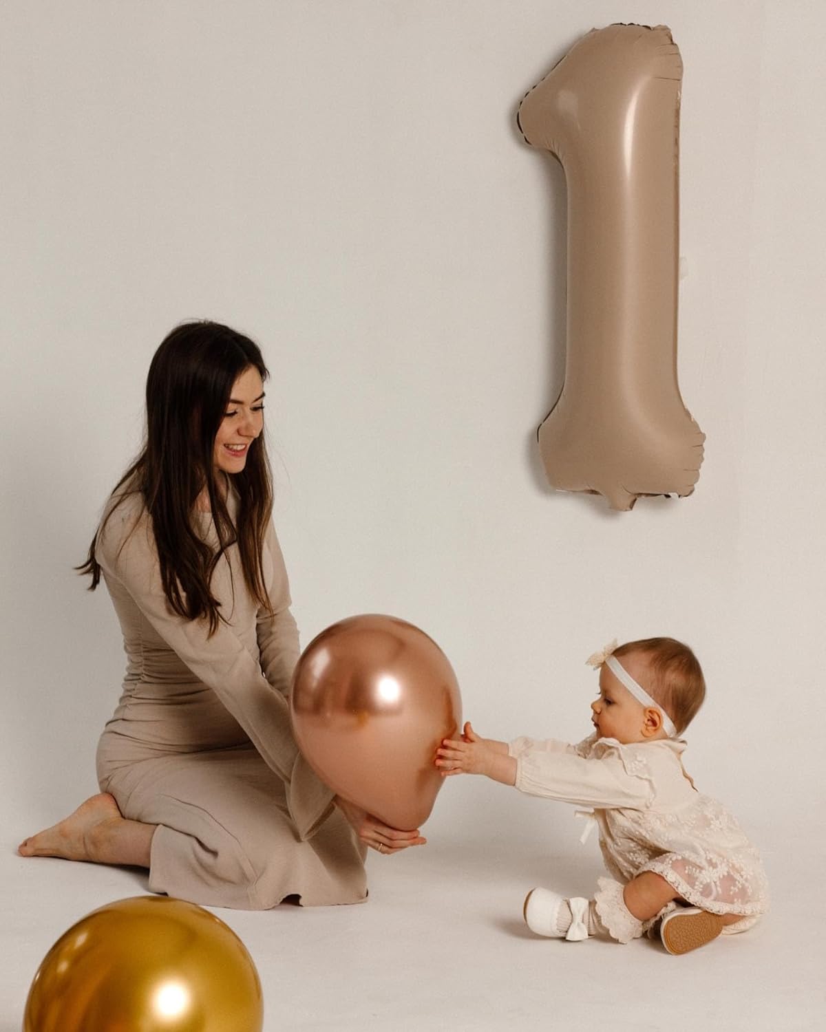 Regine Switzerland 40-Inch Light Brown Number 1 Balloon - Perfect First Birthday Decoration for Kids