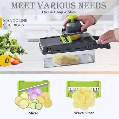 Skiennix Vegetable Chopper Dicer - Stainless Steel Grater & Mandoline Slicer for Veggies, Onion, Potato, Fruit