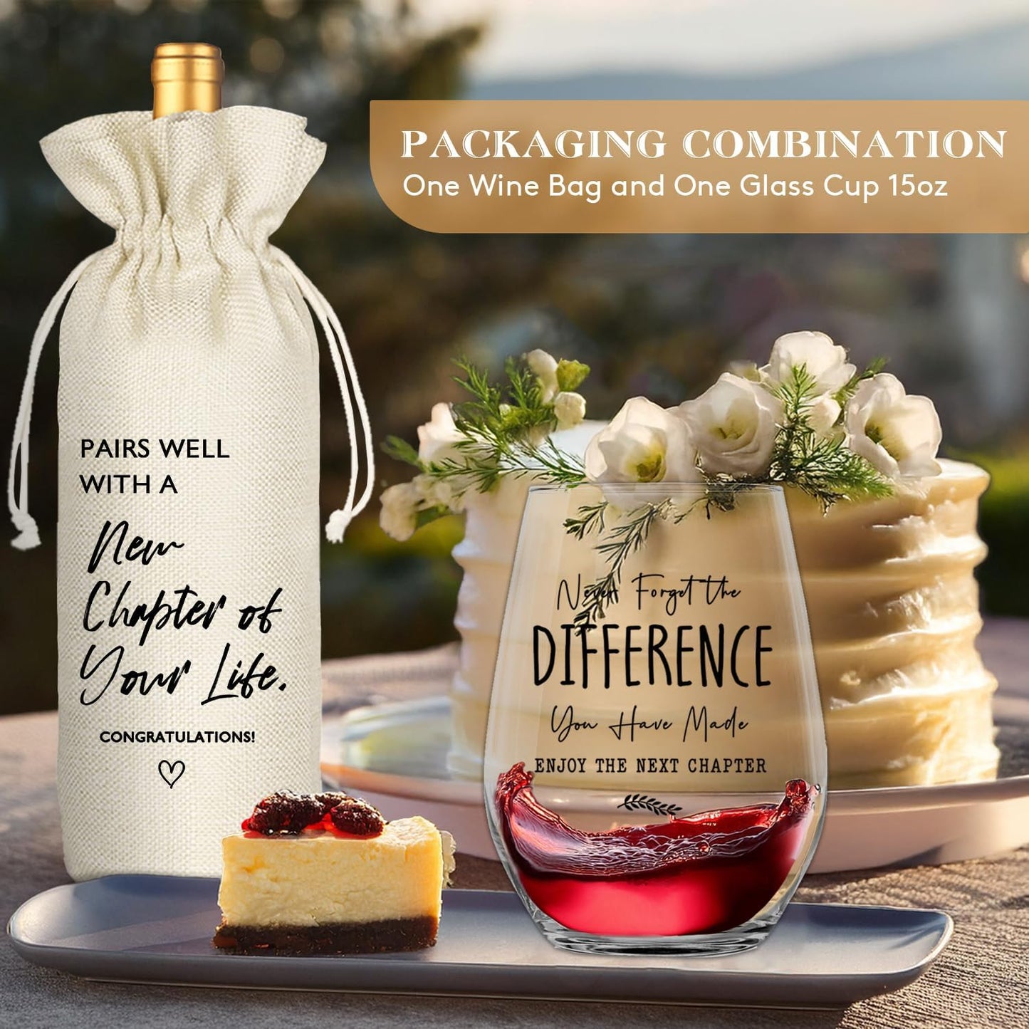New Job Gifts Wine Glass, Farewell Gifts for Coworkers Women Men, Funny New Job Glass and Wine Bag Set, Going Away Gift for Friends Boss Colleague, Pairs Well With a New Chapter of Your Life