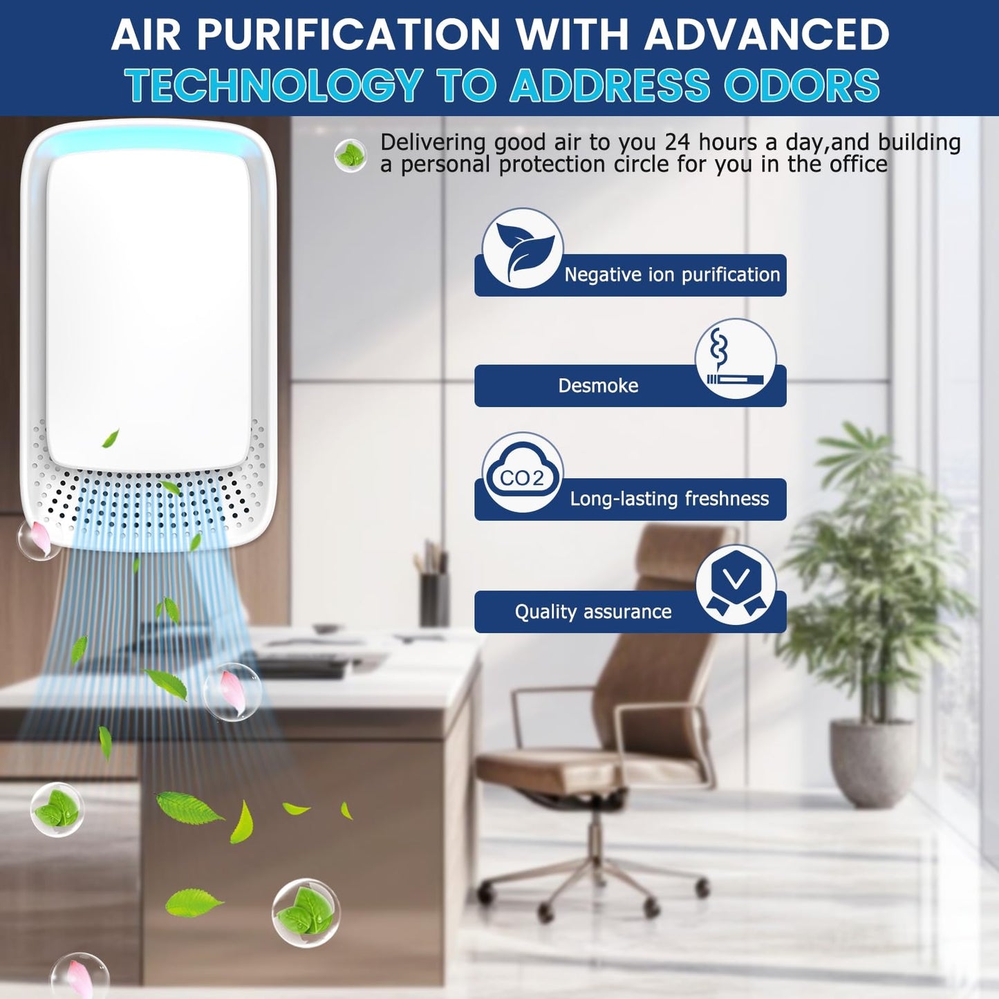 Plug In Air Purifier - Ionizer Air Purifier, Negative Ion Technology for Home Quiet Operation Negative Ion Air Purifier for Bedroom, Office,Pet Room,Bathroom White (4)