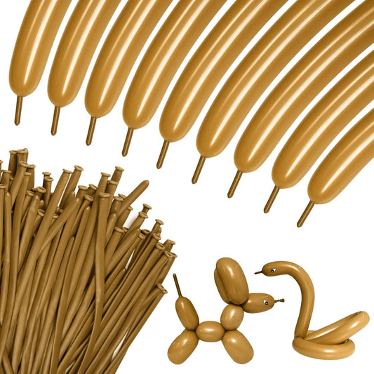 Skiennix 260 Latex Twisting Balloons - 100Pcs Brown Long Balloons for Animal Modeling & Party Decor