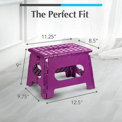 Handy Laundry Folding Step Stool - Lightweight & Sturdy for Adults and Kids - Easy One Flip Open - Purple | 2-Pack