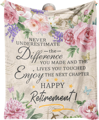 Retirement Gift for Woman, Retirement Blanket for Women/Men, Farewell Gifts for Coworkers, Going Away Goodbye Merch for Mom Grandma Throws Blankets 60"x50"