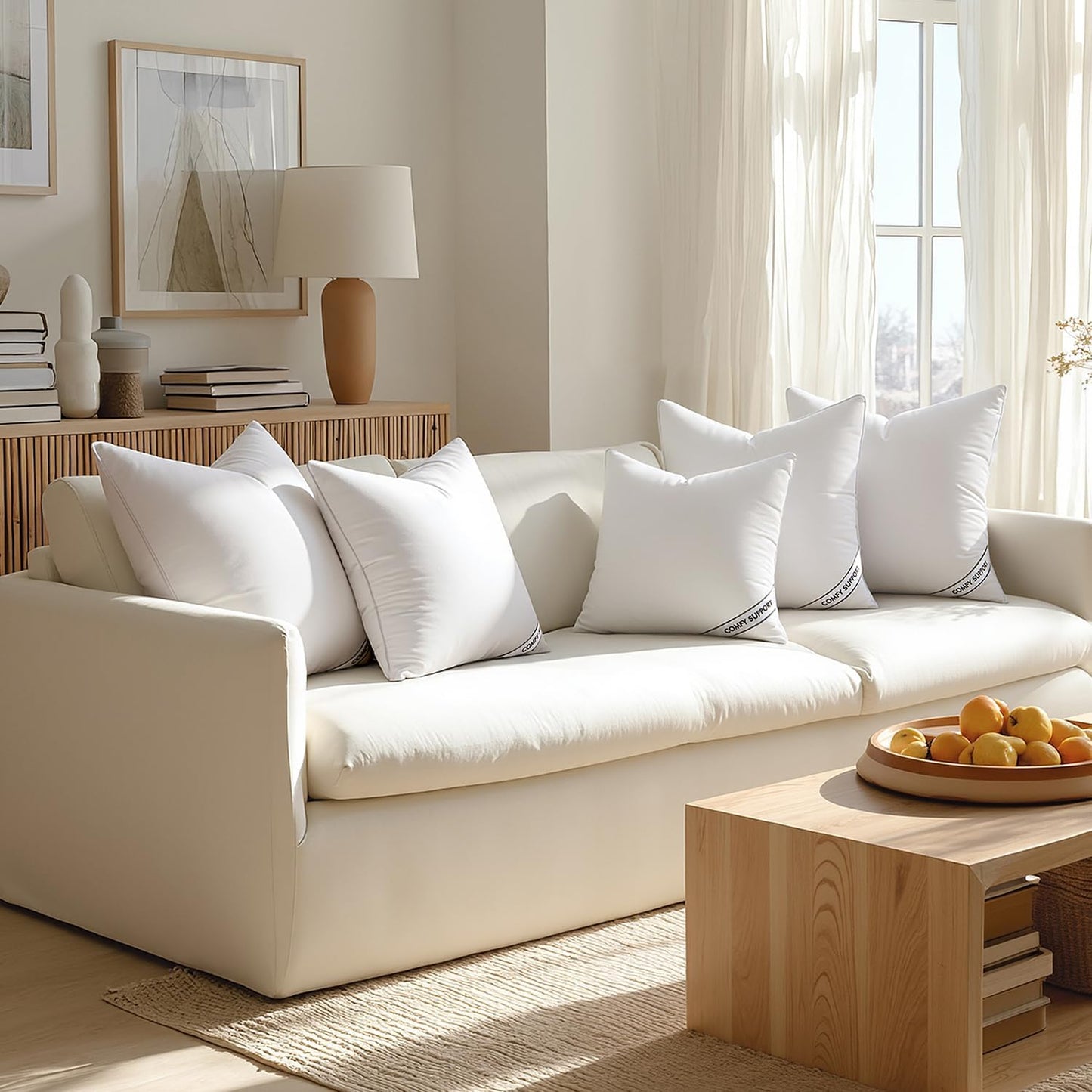 MIULEE 18x18 Inch Pillow Inserts - Pack of 4 Comfy Down Alternative Throw Pillows for Sofa & Bed
