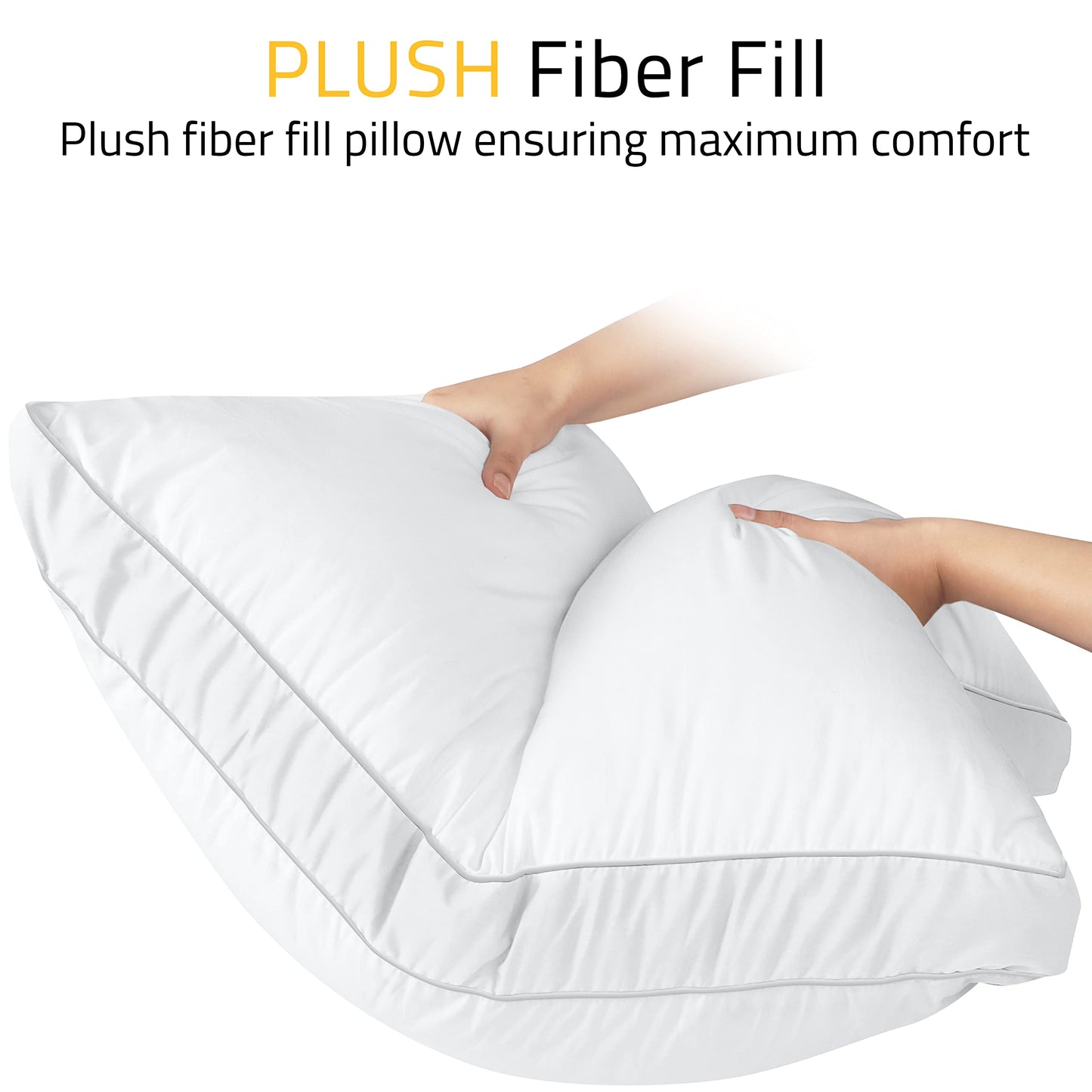 Utopia Bedding Bed Pillows for Sleeping European Size (White), Set of 2, Soft & Fluffy Pillow with Down Alternative Filling, Cooling, Hotel Quality, Gusseted Pillow for Back, Stomach or Side Sleepers