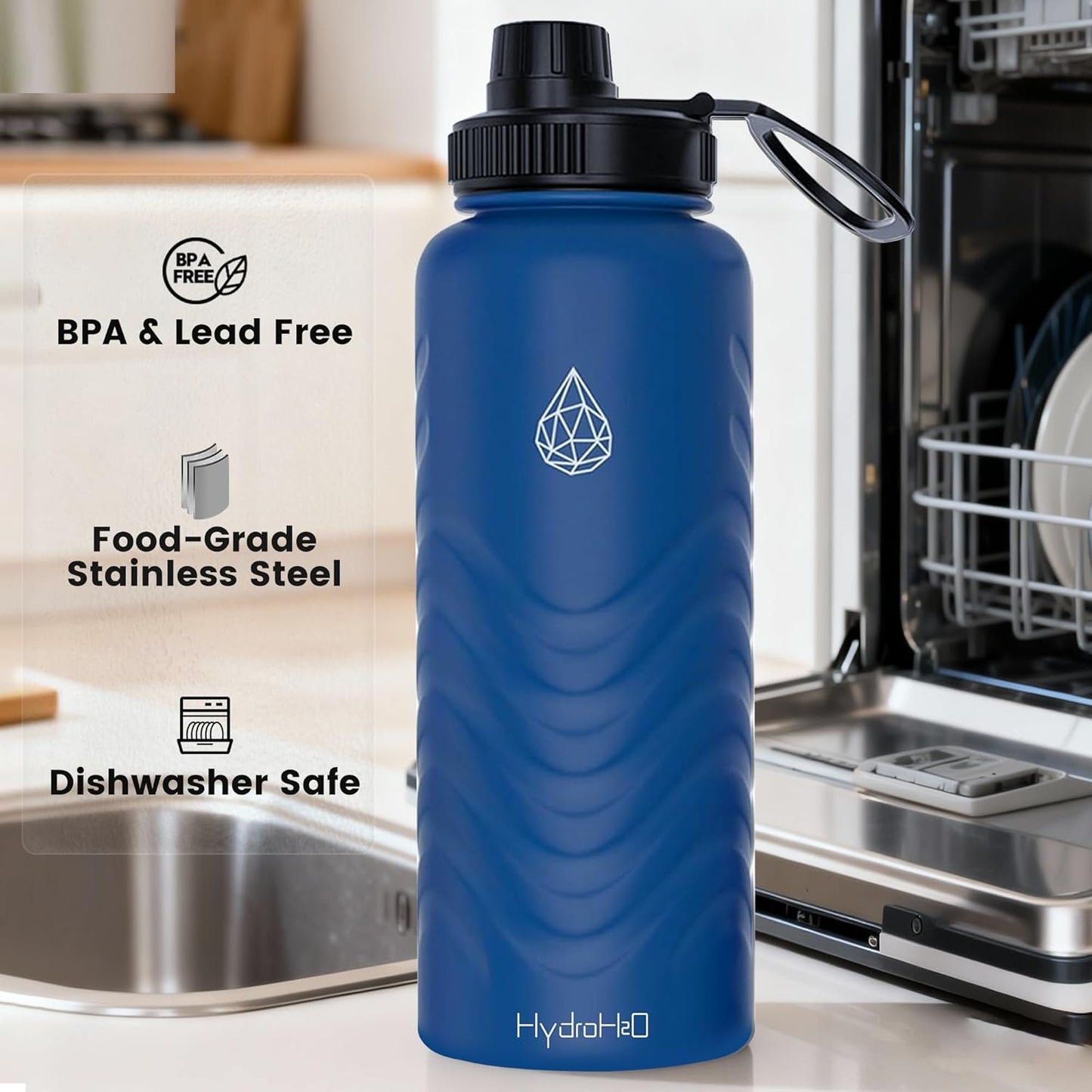 Skiennix 24oz Stainless Steel Insulated Water Bottle - 48H Cold & 24H Hot, Leak-Proof, BPA-Free | Blue