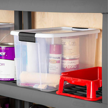 Sterilite Clear Plastic Storage Containers - Stackable 30 Quart & 18 Quart Bins with Latching Lid | 6 Pack