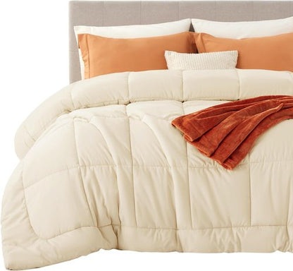 Bedsure Comforter Duvet Insert - King Size All-Season Quilted Down Alternative Bedding, Cream 90 x 102 Inches