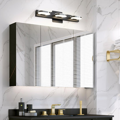 Myhaptim Modern LED 3 Lights Vanity Light for Bathroom Modern Vanity Light Fixture Wall Sconce 19 Inch Natural White Light (Black)
