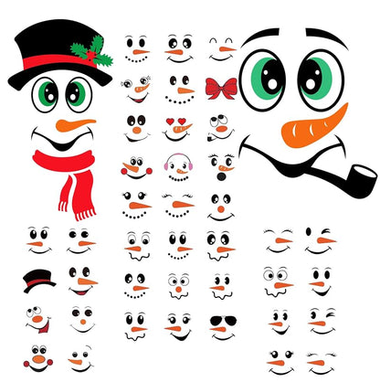 47-Pack Snowman Face Stickers for Crafts and Holiday Decor