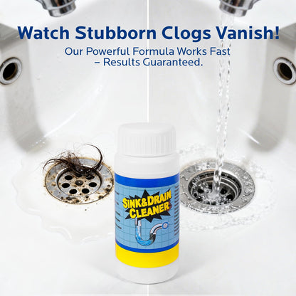 Sink and Drain Cleaner Powder Kit: Fast-Acting Clogged Pipe Opener for Kitchen Bathroom Pipes and Floor Drains - Drain Clog Remover for Routine Home Plumbing Maintenance (400 g)