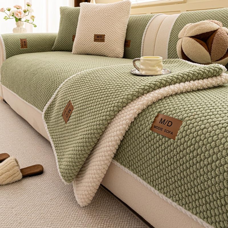 Pet-Friendly Thick Couch Cover for Sofa - Green, 4 Seat, 82.7 x 35.4" - Removable & Washable