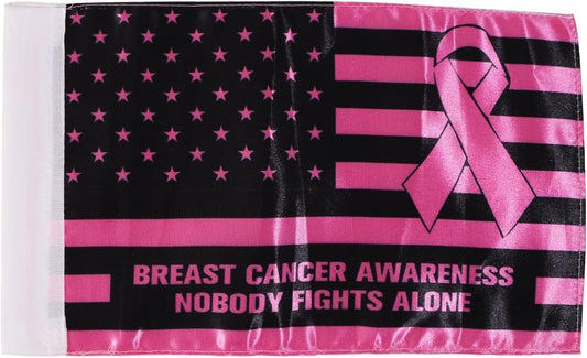 Rouge Motorcycle Flag - 6x10 Inch Double-Sided Breast Cancer Awareness Design | Durable Satin Polyester