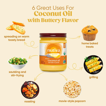 Nutiva Organic Coconut Oil - Non-Dairy Butter Flavor, 14 Ounce (Pack of 2) | USDA Organic, Vegan, Gluten-Free