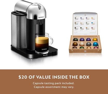 Breville Nespresso Vertuo Coffee & Espresso Maker - Chrome Finish with Aeroccino Frother
