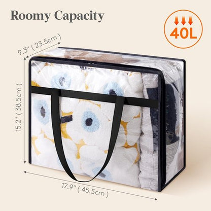 Lifewit 8-Pack Clear Clothes Storage Bags - 40L Vinyl Zipper Bags for Bedding & Comforters