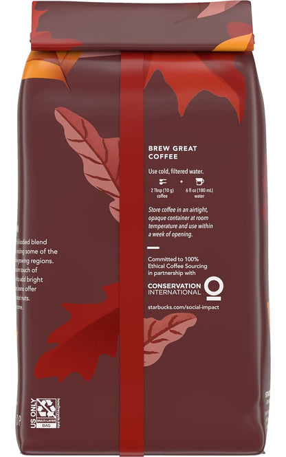 Starbucks Limited Edition Ground Coffee - Fall Blend Medium Roast 100% Arabica | 17 Ounce Bag (Pack of 4)