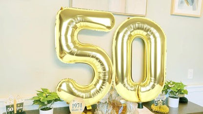 Balloon Numbers | 40 Inch Gold Number Balloons for 5th Birthday & Wedding Decor