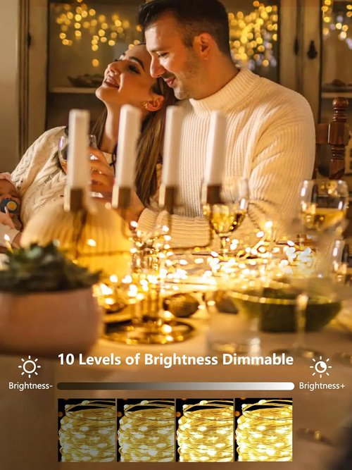 100 LED Fairy Lights by [Brand Name] - 33FT Waterproof String Lights with Remote & Timer | Warm White, 4 Pack