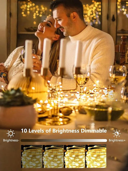 100 LED Fairy Lights by [Brand Name] - 33FT Waterproof String Lights with Remote & Timer | Warm White, 4 Pack